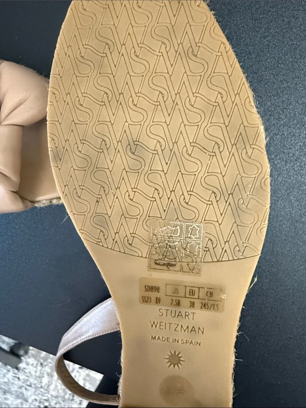 Stuart Weitzman Nude Blush Knotted Espadrille Wedge Sandals - Picture 5 of 6